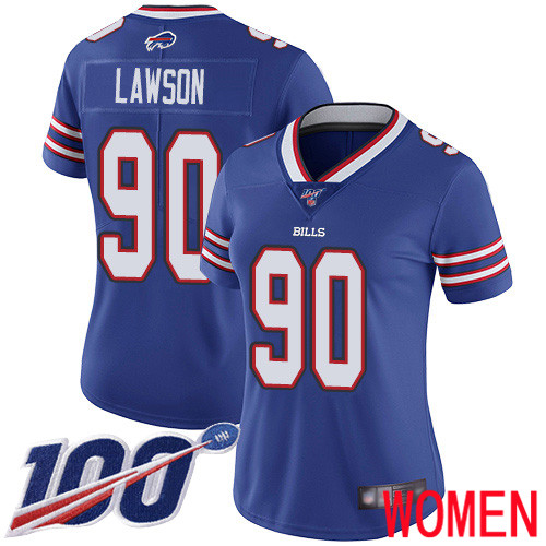 Women Buffalo Bills 90 Shaq Lawson Royal Blue Team Color Vapor Untouchable Limited Player 100th Season NFL Jersey